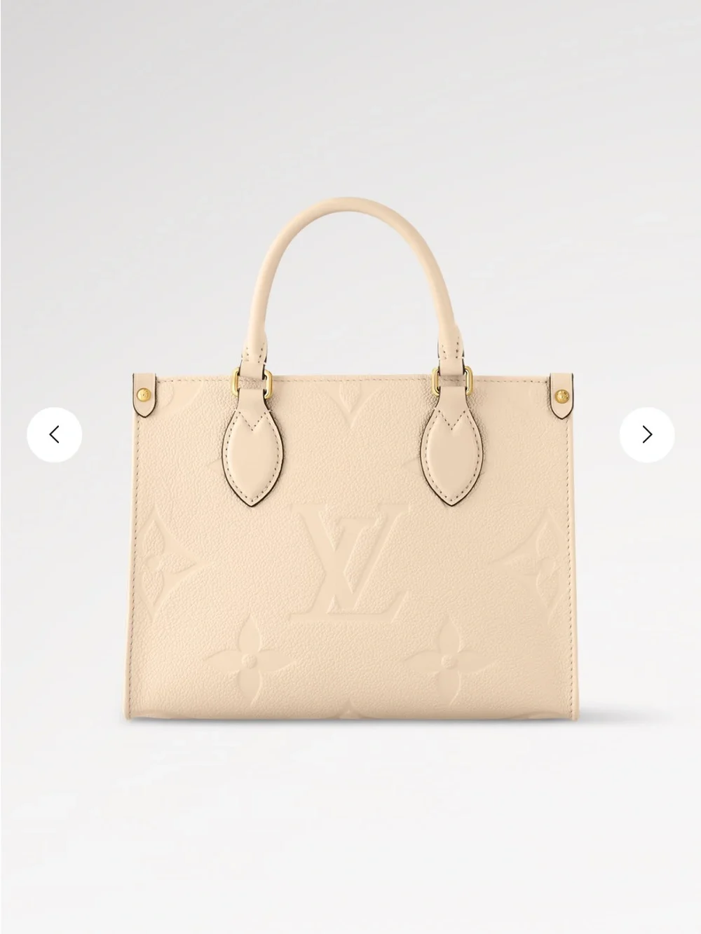 AUTHENTIC Louis Vuitton Cream Embossed Monogram Satchel ON THE GO Gm
